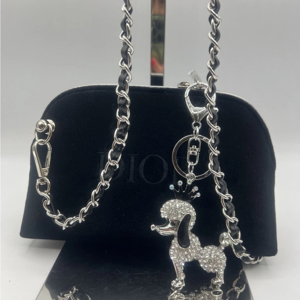 Dior Black and Silver Chain Poodle holiday bag